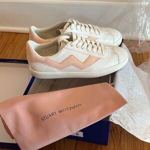 Stuart Weitzman Cream and Pink Casual Sneakers